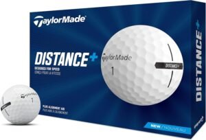 TaylorMade Distance+ Golf Balls (White, 12-Pack) High Speed Distance Balls with Alignment Aid